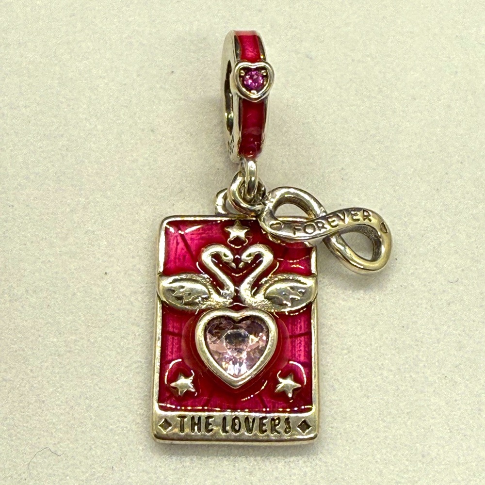 Red and Silver Lovers Bracelet Charm Pendant